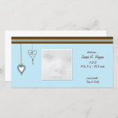 Blue Heart Baby Aankondiging Fotokaarten (Voorkant / Achterkant)