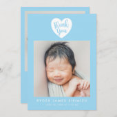 Blue Heart Baby Boy Dank je geboorte Aankondiging (Voorkant / Achterkant)
