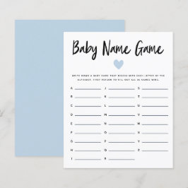 Blue Heart Baby Name Shower Game