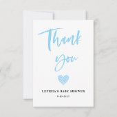 Blue Heart Baby Shower Bedankkaart (Voorkant)