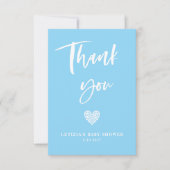 Blue Heart Baby shower Bedankkaart (Voorkant)