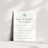Blue Heart Baby shower Guessing Game Kaart