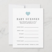 Blue Heart Baby shower Guessing Game Kaart (Voorkant)