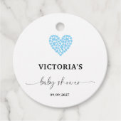 Blue Heart Baby shower Party Bedankjes Labels (Voorkant)