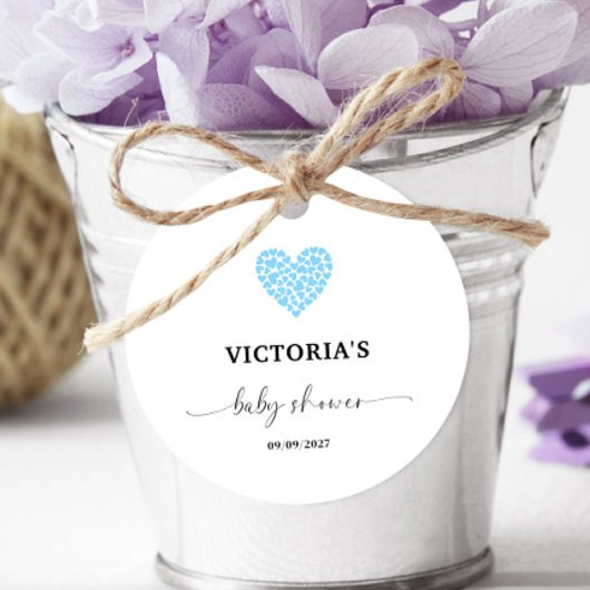 Blue Heart Baby shower Party Bedankjes Labels