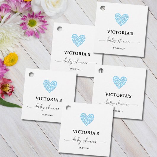 Blue Heart Baby shower Party Bedankjes Labels