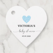 Blue Heart Baby shower Party Heart Bedankjes Labels (Voorkant)