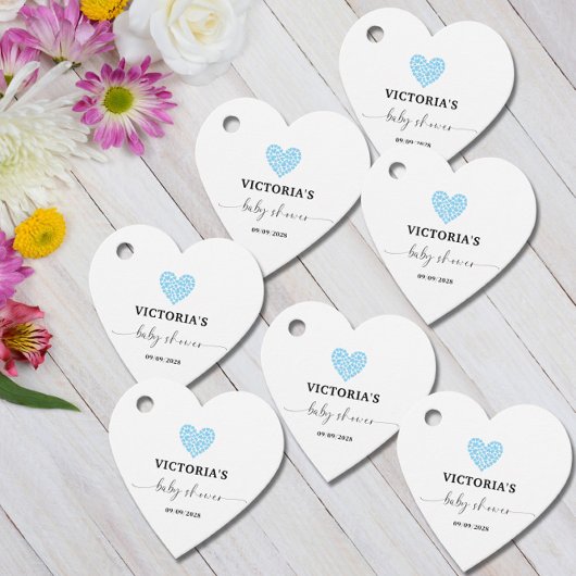 Blue Heart Baby shower Party Heart Bedankjes Labels