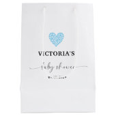 Blue Heart Baby Shower Party Heart Medium Cadeauzakje (Achterkant)