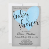 Blue Heart Baby shower Uitnodiging voor een Boy Sc (Voorkant)