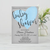 Blue Heart Baby shower Uitnodiging voor een Boy Sc (Staand voorkant)