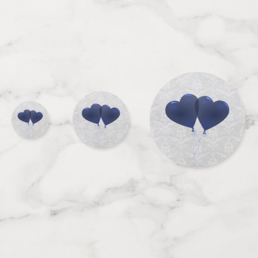 Blue Heart Balloons Wedding Confetti (Achterkanten)