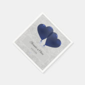 Blue Heart Balloons Wedding Napkins Servet (Hoek)