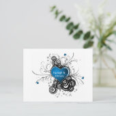 Blue Heart Black Swirls Bewaar de datum Aankondigingskaart (Staand voorkant)