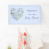 Blue Heart Bloemen Baby shower Banner (Insitu)