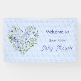 Blue Heart Bloemen Baby shower Banner
