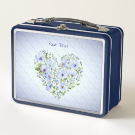 Blue Heart Bloemen Metalen Lunch Box
