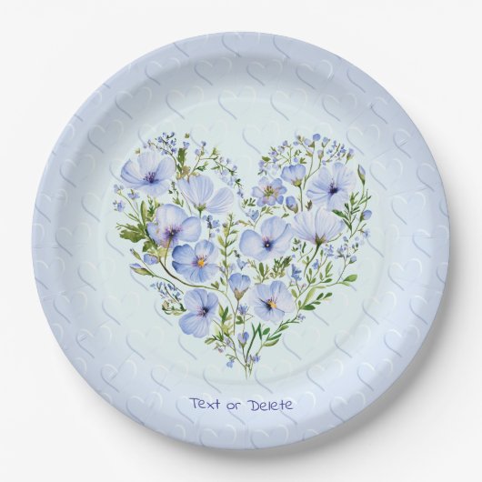 Blue Heart Bloemen Papier Bord (Voorkant)