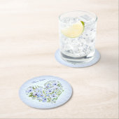 Blue Heart Bloemen Papier Onderzetter (Insitu)