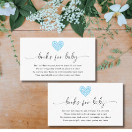 Blue Heart Boeken voor Baby Shower Informatiekaartje