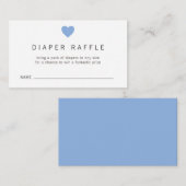 Blue Heart Boy Diaper Raffle Ticket Baby shower Informatiekaartje (Voorkant / Achterkant)
