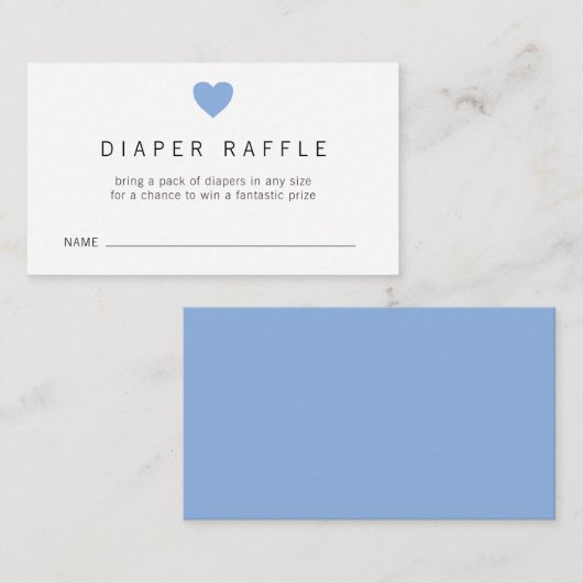 Blue Heart Boy Diaper Raffle Ticket Baby shower Informatiekaartje (Voorkant / Achterkant)