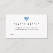 Blue Heart Boy Diaper Raffle Ticket Baby shower Informatiekaartje (Voorkant)