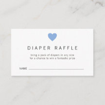 Blue Heart Boy Diaper Raffle Ticket Baby shower