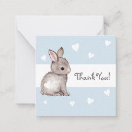 Blue Heart Bunny Baby shower Dank u Notecard Notitiekaartje
