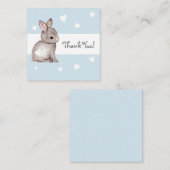 Blue Heart Bunny Baby shower Dank u Notecard Notitiekaartje (Voorkant / Achterkant)