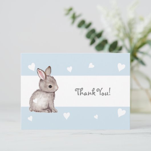 Blue Heart Bunny bedankje Bedankkaart (Staand voorkant)