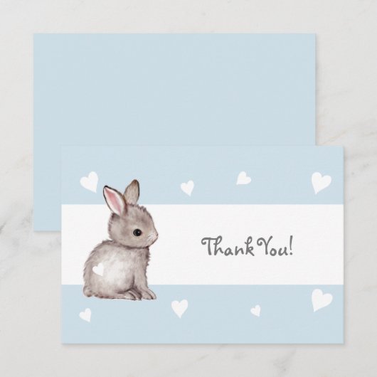 Blue Heart Bunny bedankje Bedankkaart (Voorkant / Achterkant)