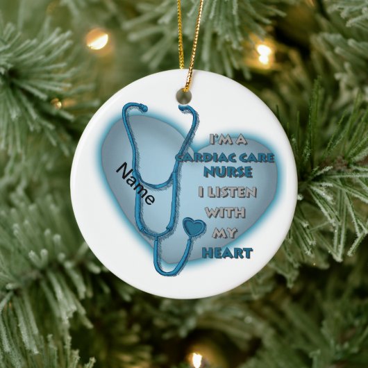 Blue Heart Cardiac Care Nurse Keramisch Ornament (Boom)