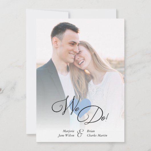 Blue Heart Classic Romantic Two Photos Wedding (Voorkant)