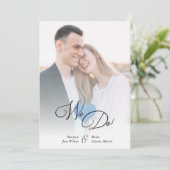 Blue Heart Classic Romantic Two Photos Wedding (Staand voorkant)