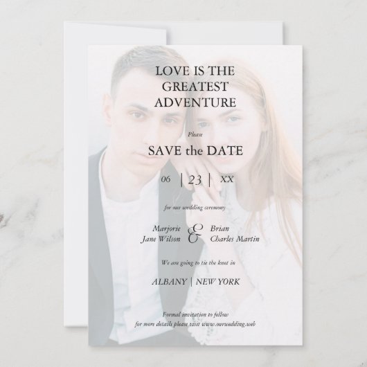 Blue Heart Classic Romantic Two Photos Wedding (Achterkant)