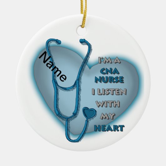Blue Heart CNA Nurse Keramisch Ornament (Voorkant)