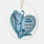 Blue Heart CNA Nurse Keramisch Ornament (Links)
