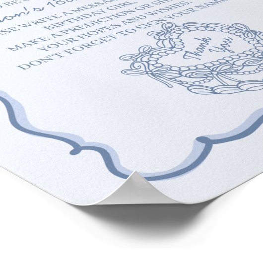 Blue Heart Coquette Cake Verjaardag Time Capsule Poster (Hoek)