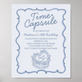 Blue Heart Coquette Cake Verjaardag Time Capsule Poster (Voorkant)