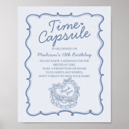 Blue Heart Coquette Cake Verjaardag Time Capsule Poster