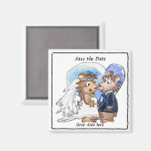 Blue Heart Cute Wedding Save the Date Magnets Magneet (Voorkant / Achterkant)