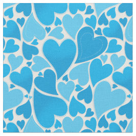Blue Heart Design Fabric Stof