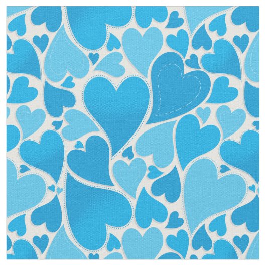 Blue Heart Design Fabric Stof (Close Up)