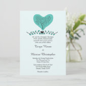 Blue Heart en Tree 5x7 Wedding Invitation Kaart (Staand voorkant)