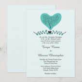 Blue Heart en Tree 5x7 Wedding Invitation Kaart (Voorkant / Achterkant)