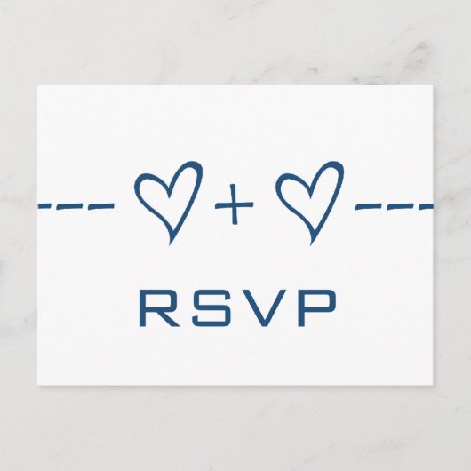 Blue Heart Equation RSVP Briefkaart (Voorkant)