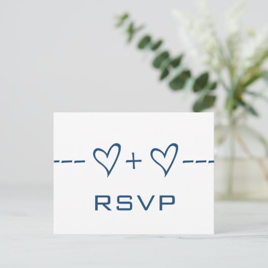 Blue Heart Equation RSVP Briefkaart (Staand voorkant)
