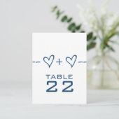 Blue Heart Equation Table Number Briefkaart (Staand voorkant)