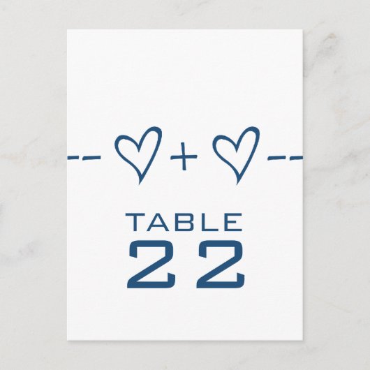 Blue Heart Equation Table Number Briefkaart (Voorkant)